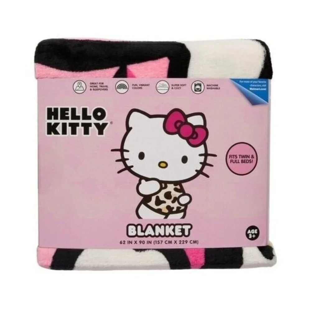 Hello Kitty Plush Blanket Size 62"x 90" Pink - Picture 6 of 7